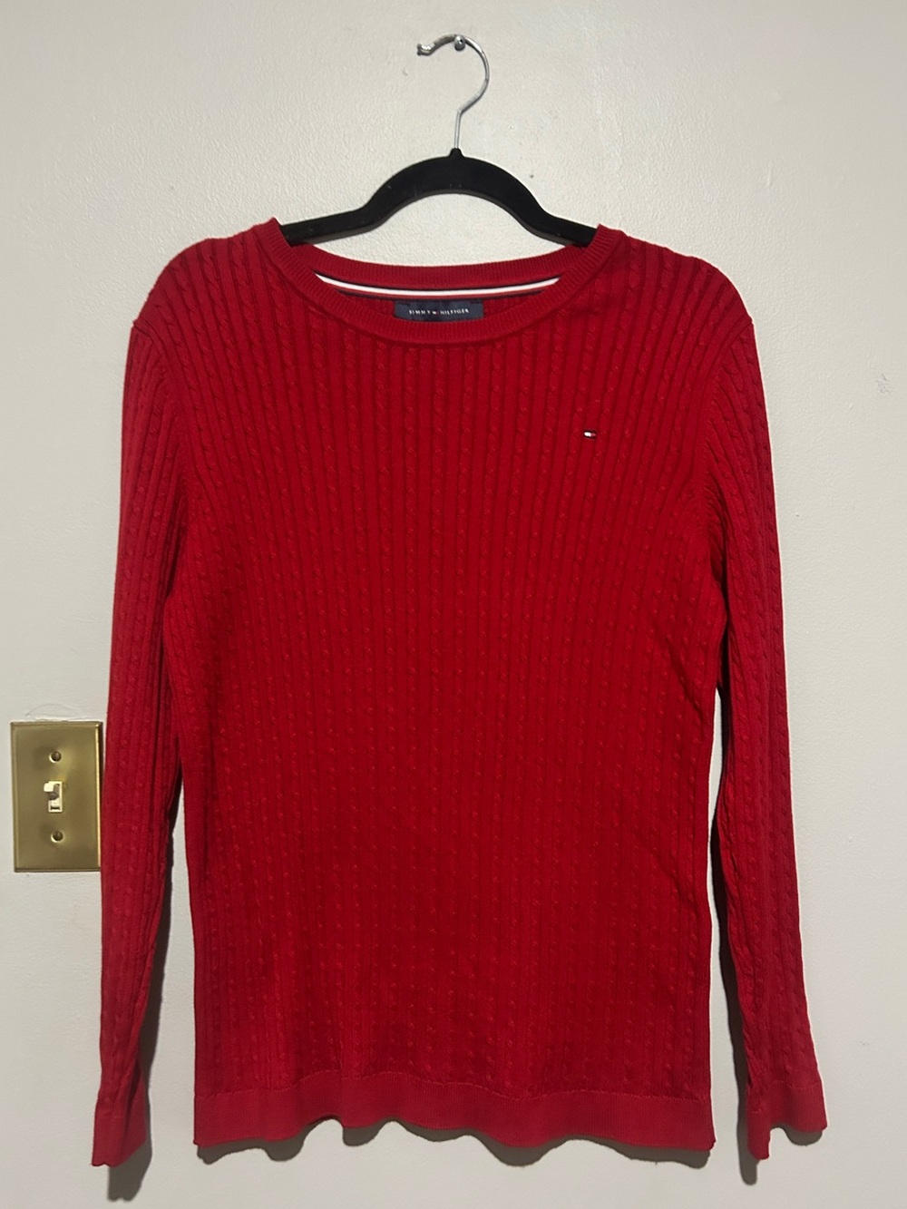 Tommy Hilfiger Bright Red Cable Crew Sweater